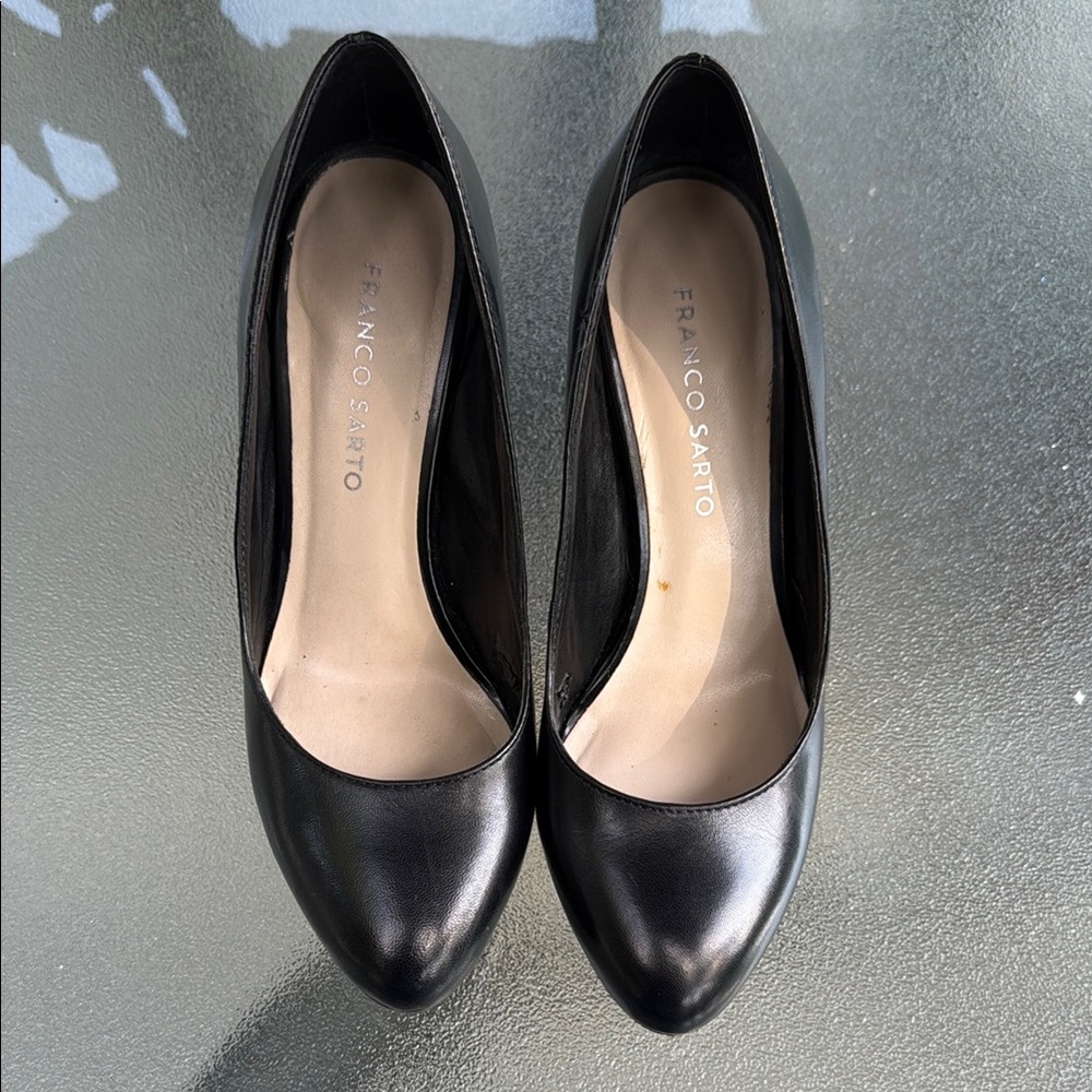 Franco Sarto Black Heels Classic Leather Pumps
